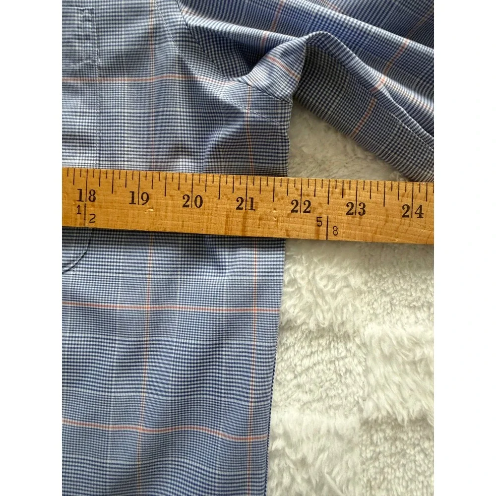 Lauren Ralph Lauren Mens Blue/Orange Plaid Stretch Regular Fit Dress Shirt 15.5